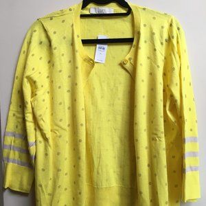 Loft Polka Dot Button Cardigan Sweater XL
